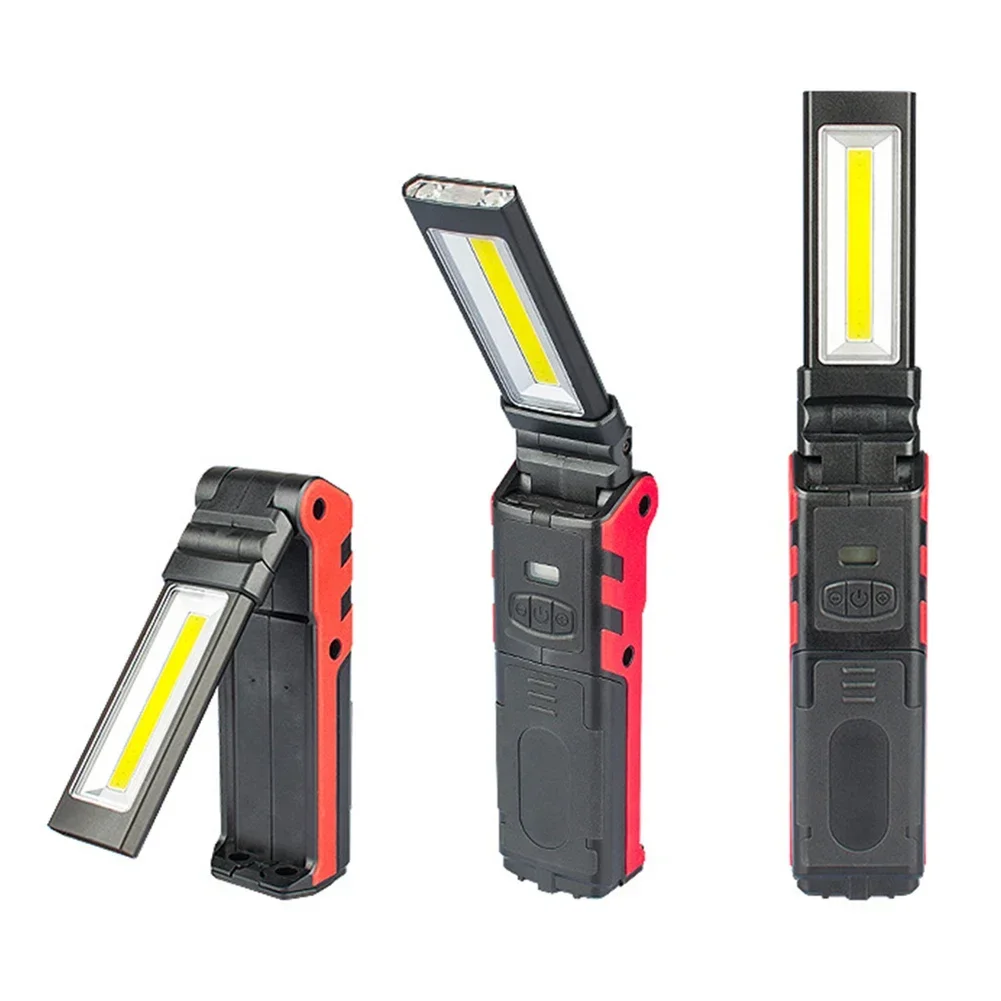 

COB LED Work Light Dimmable USB Rechargeable Flashlight Inspection Lamp with Magnetic Hook Power Bank 18650 Battery Torch