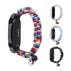 Bohemian Beaded Bracelet for Xiaomi Mi Band 6 5 4 Colorful Elastic Wristband Replacement for Miband 7 6 Strap Watch Accessories