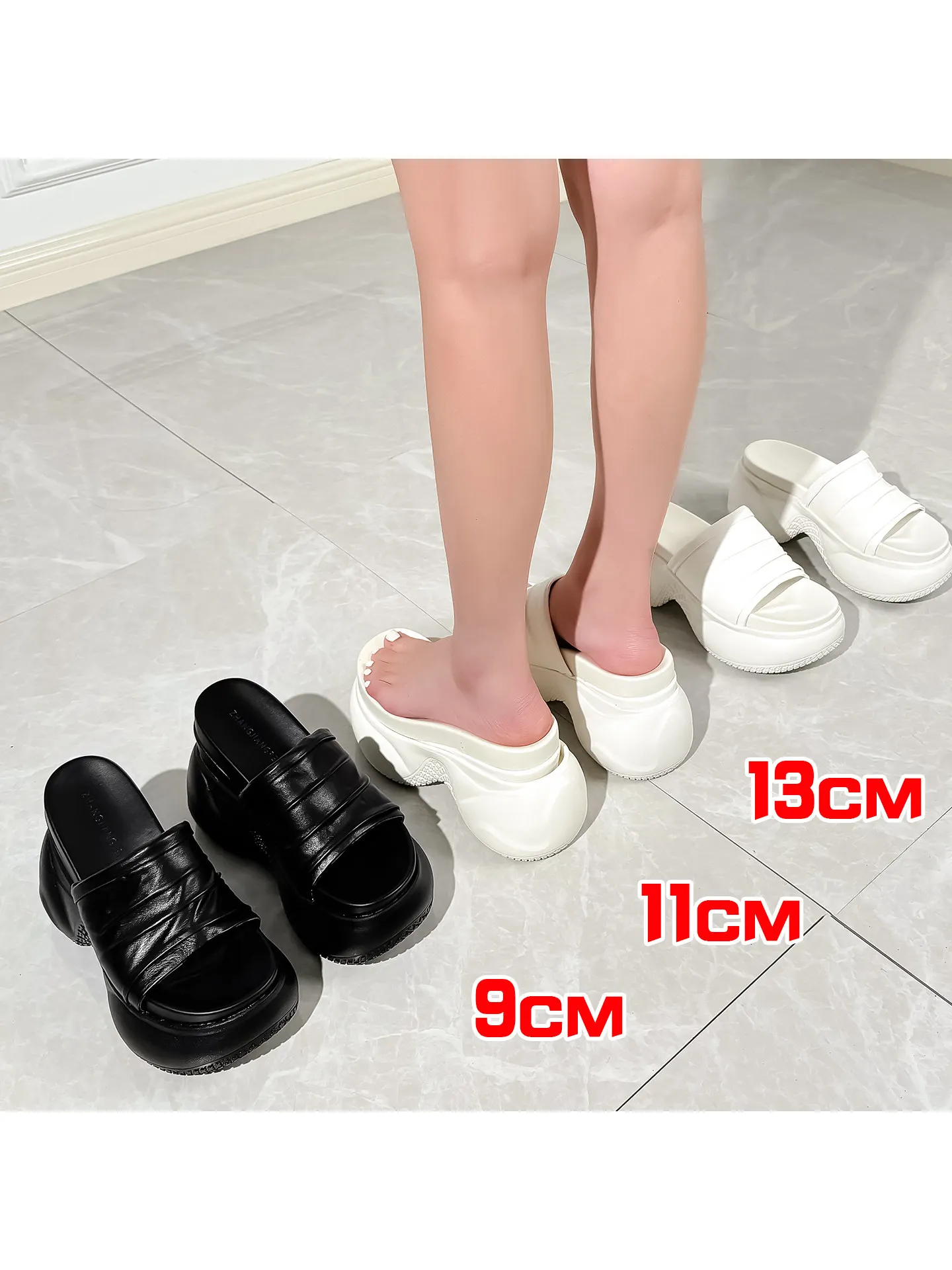 

ZJR 13cm Super Height Women Slippers Height Increasing Shoes 11cm Wedge Slipper Platform Sandal 9cm Chunky Slipper Elevator Shoe