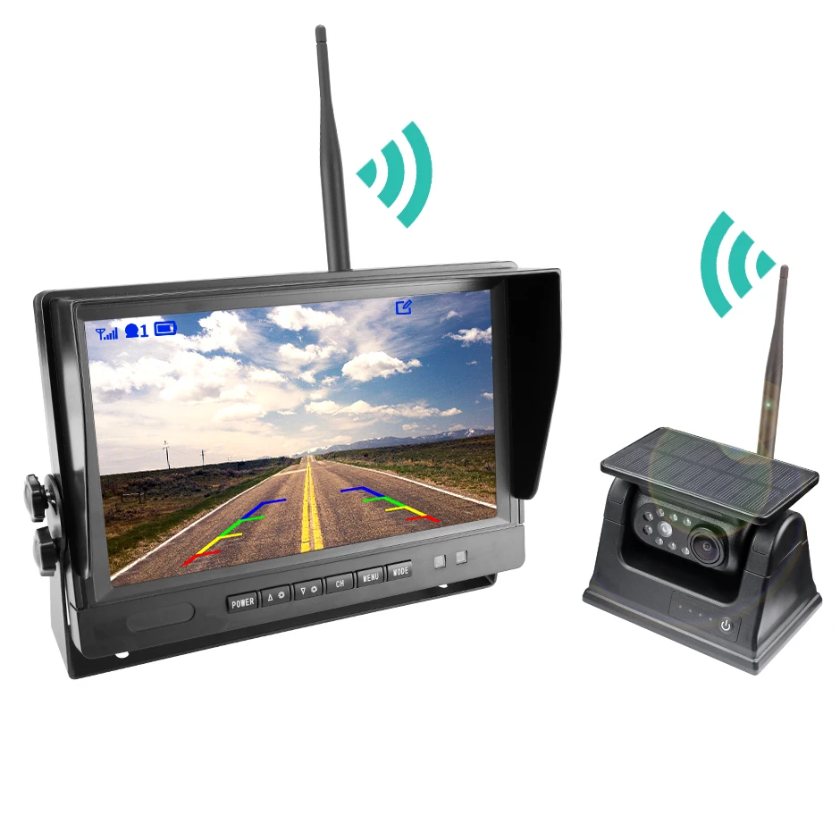 LaBu 9 Inch IPS Monitor Solar Powered Magnet Rear View Camera  Wireless DVR Kit 1 Min Truck Tarking System Wireless Monitor