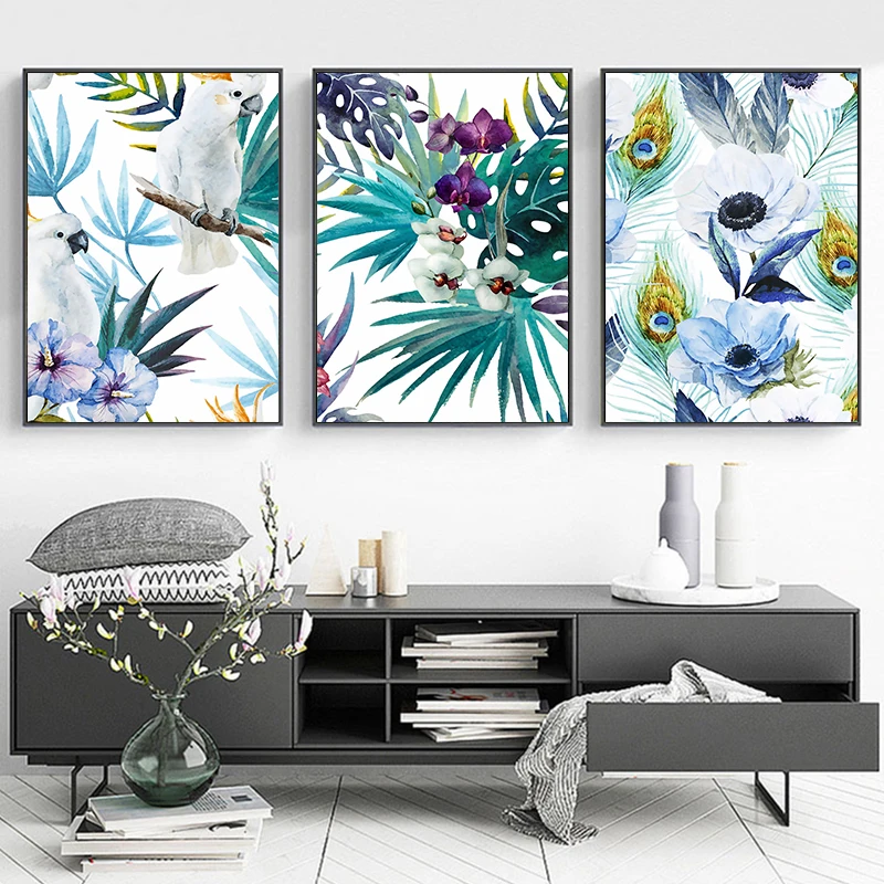 3pcs frameless Canvas Painting  Abstract Canvas Poster Pictures Nordic Plants Flowers Modern Living Room Dining Room Office Inte