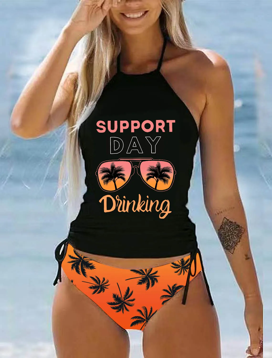 2023 Women's Sexy Beach Swimwear Tankini Two Piece Swimwear Print Tankini Beach Summer Fashion Beach Women's Swimwear Set