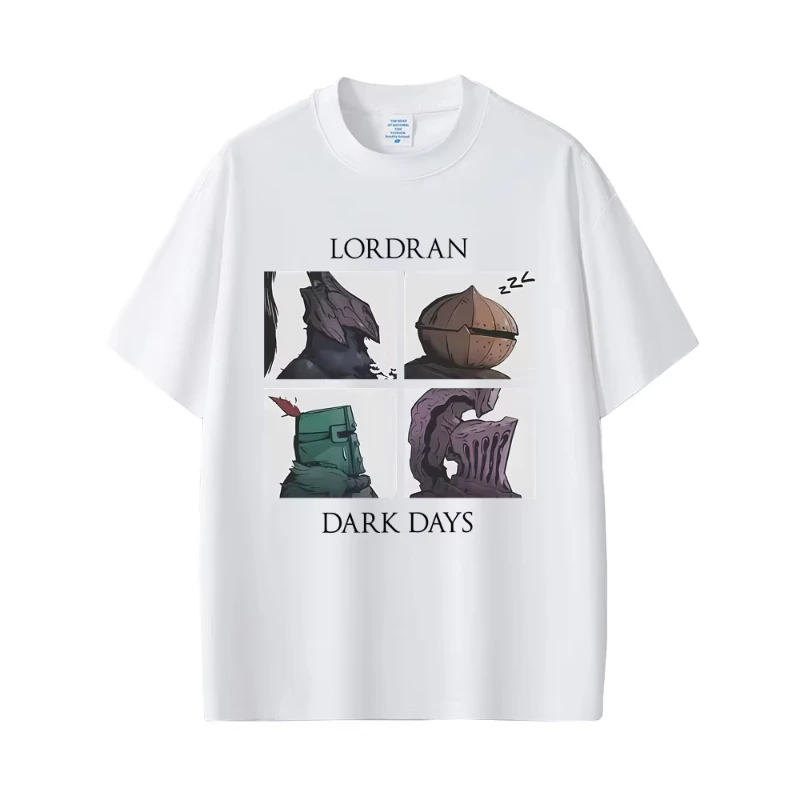 Game Dark Souls Praise The Sun Lordran Dark Days Graphic T Shirt Men Vintage Gothic Rock T-shirt Men's Cotton Crewneck T-shirts