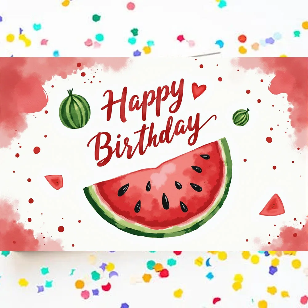 Fruit Theme Happy Birthday Background 180*110cm Watermelon Strawberry Baby Shower Backdrop Sweet 1st Kid Birthday Party Supplies