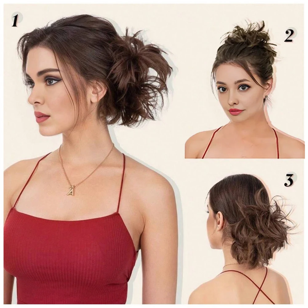 Synthetic Hair Bun Extensions Messy Curly Hair Chignon Scrunchies Clip in Hairpieces Donut Updo Hair Pieces for Women