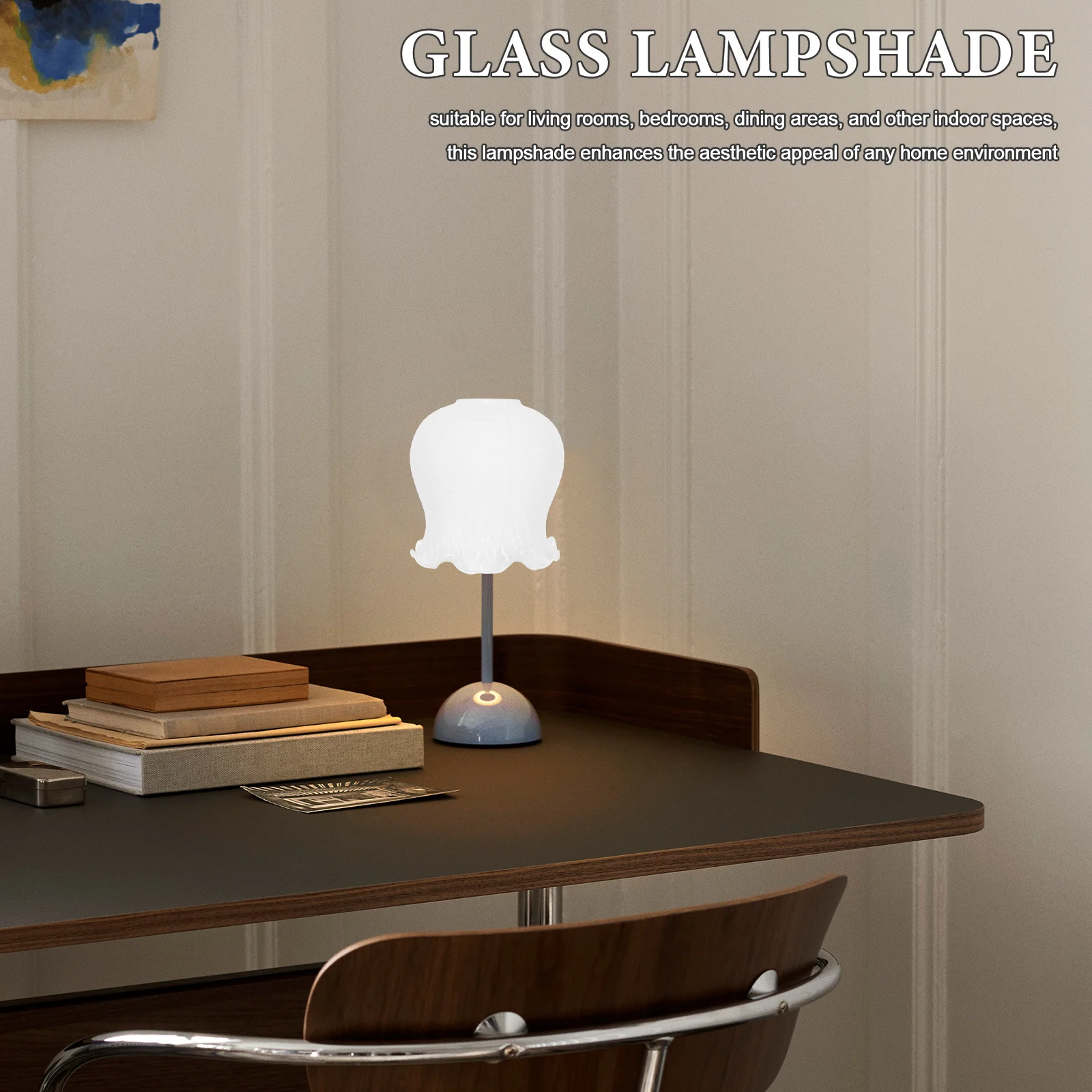 

E27 Glass Lampshade Three Leaf Flower Shape Pendant Lamp Replacement Light Shade Wall Sconce Cover Hanging Lights Decorative