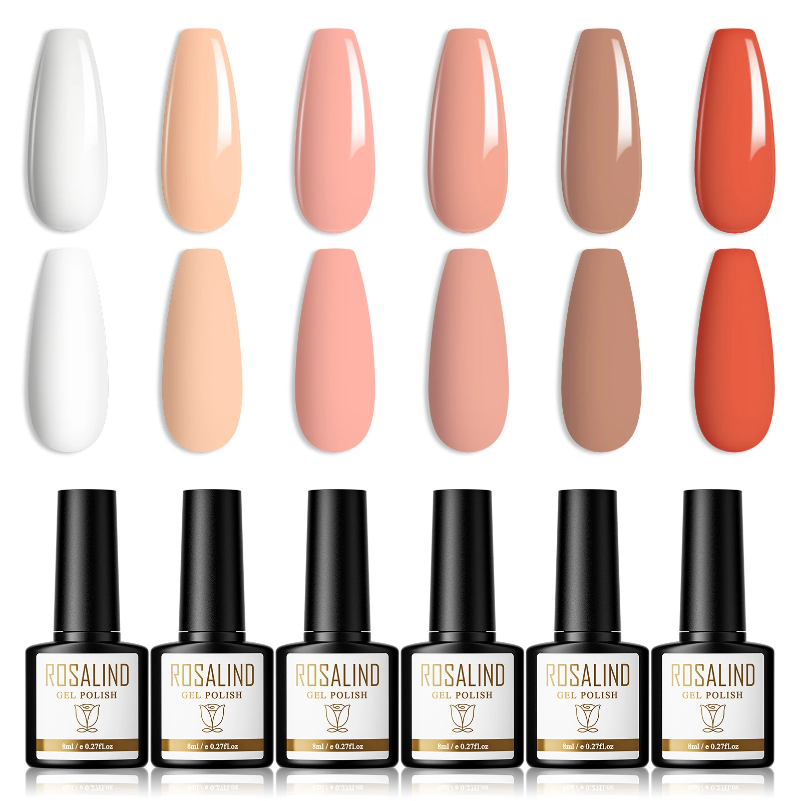 ROSALIND Gel Smalto per unghie 4/6PCS Set Gel UV Vernici semipermanenti Base Top Coat Macaron Effetto Nail Art Design Salon/Regalo fai da te