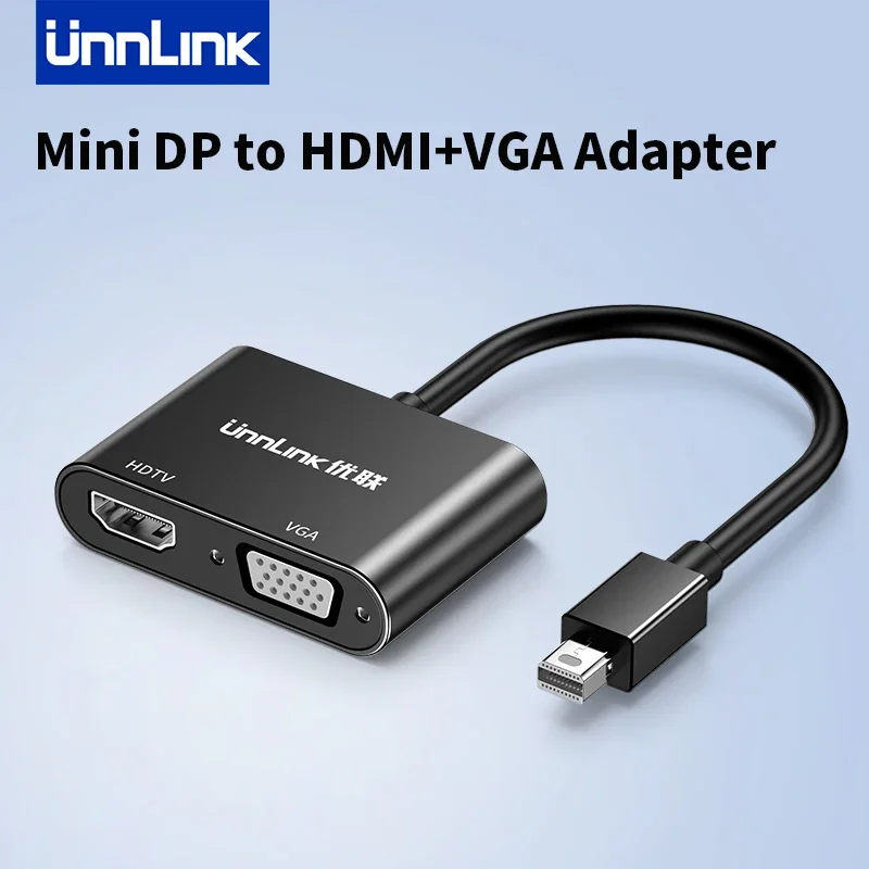 

Unnlink Mini Displayport to HDMI VGA DVI Converter 4K 1080P Mini DP Thunderbolt Adapter for Macbook