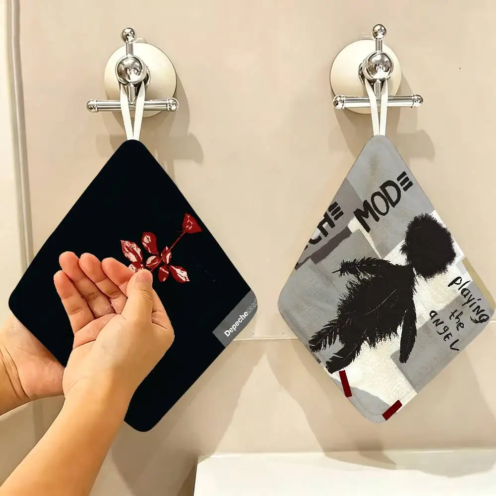 Dark Rock D-Depeche M-Mode Band Hanging Polyester Cotton Towel, Reusable Hand Wiping Cloth, Wear Resistant for Home Kitchen Sink