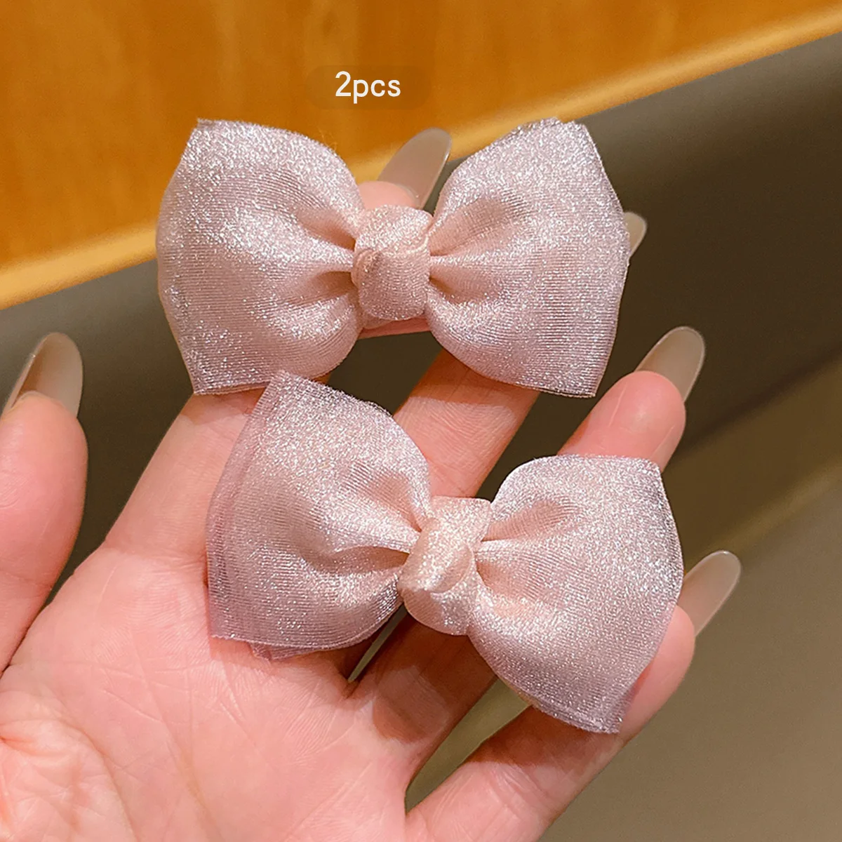 

2 sweet and versatile fashionable simple pink bow hair clips suitable for daily hair accessories