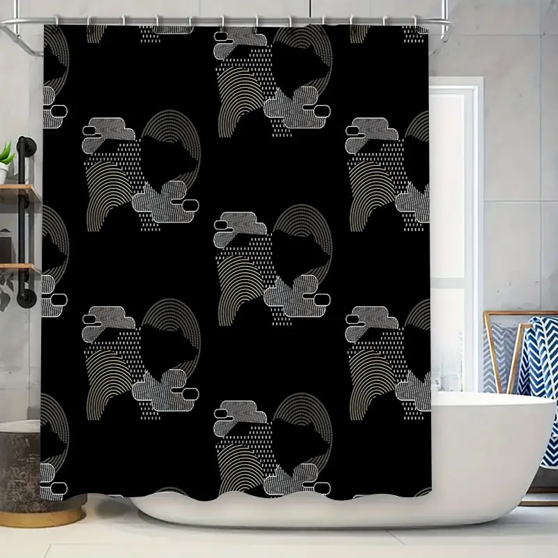 

Boho Shower Curtain Set Modern Abstract Wave Pattern Bathroom Decor Waterproof Fabric Liner Vintage Farmhouse Coastal Style