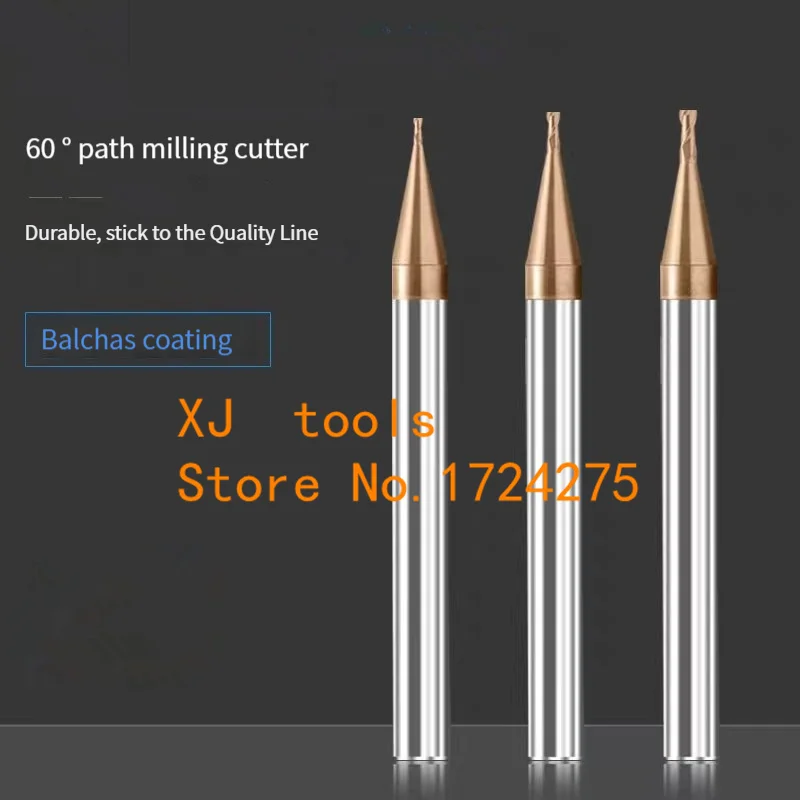 1pc HRC60 Micro End Mill 0.2mm 0.3mm 0.4mm 0.5mm 0.6mm 0.7mm 0.8mm 0.9mm 2 Flutes Carbide Flat Square CNC Milling Cutters Router