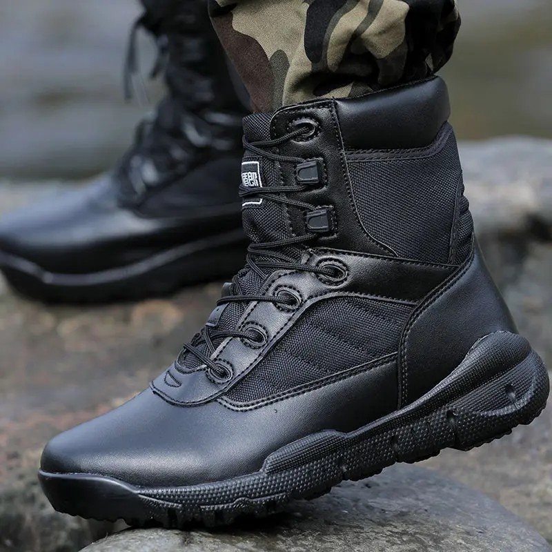 

2024 New Authentic New Combat Boots Men's Security Ultra-Light Breathable High-Top Training Desert Hiking Shoes