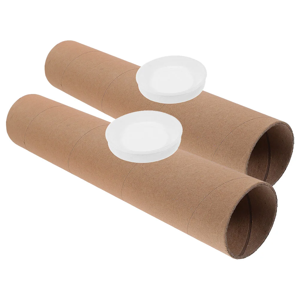 

2 Pcs Paper Tube Storage Documents Packaging Poster Carrier Shipping Kraft Board Cylinder Mailing Tubes Mailer Protector