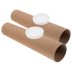 2 Pcs Paper Tube Storage Documents Packaging Poster Carrier Shipping Kraft Board Cylinder Mailing Tubes Mailer Protector