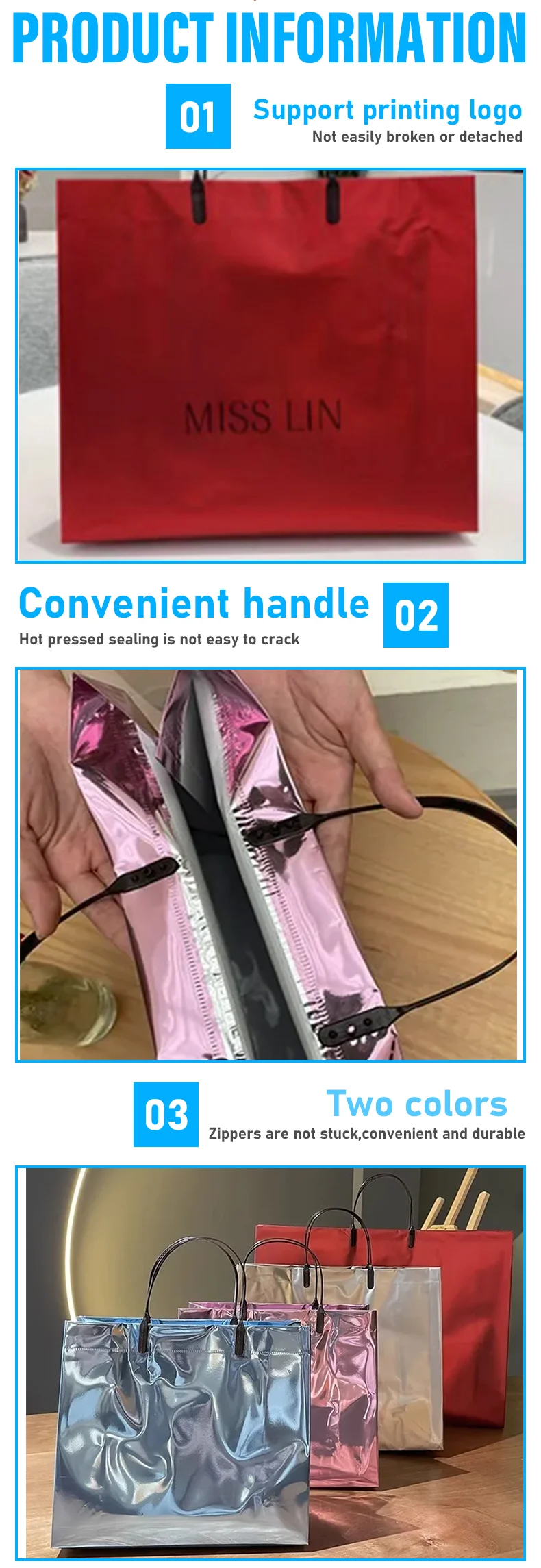 20 Geschenktüten für Veranstaltungen, Einkaufszentrum-Werbung, individuell gestaltete Verpackungstüten, Hochzeitsgeschenk-Handtaschen mit individuellem Logo – Detail 3