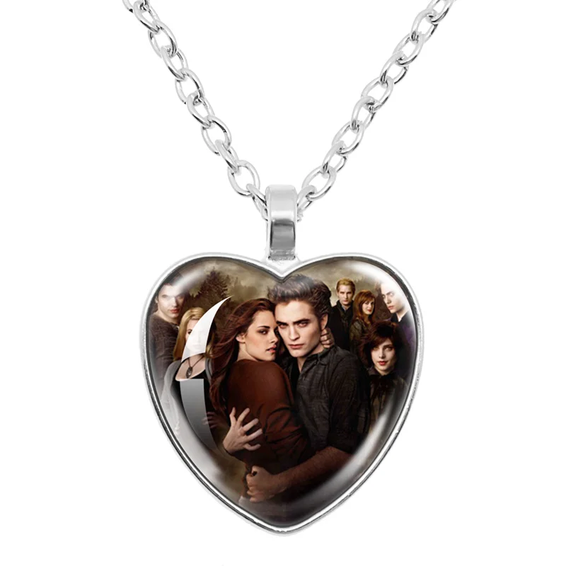 Movie Bella Edward Jacob Renesmee Pendant Necklace Glass Cabochon Twilight Character Chain Girl Women Fashion Jewelry