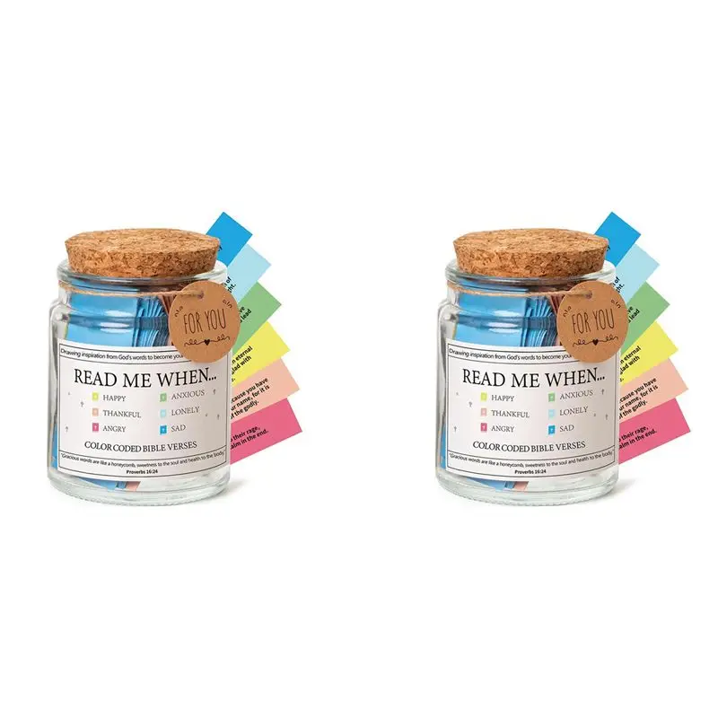 ABKW-2X Read Me When Bible Verses Jar For Emotions And Feelings,Glass Scripture Prayer Jar With Coloring A