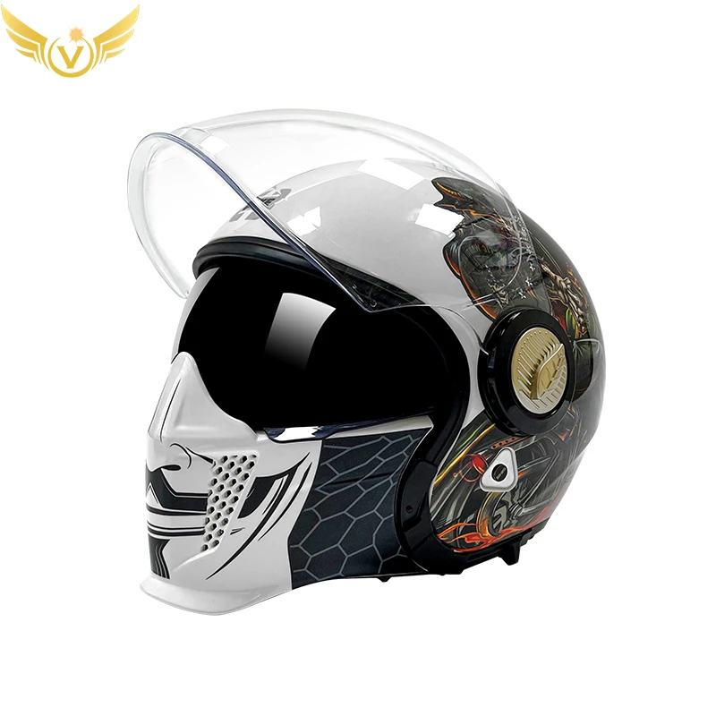 Helmet Motocross Vespa 3/4 Helmets Motorcycle Women Kask Full Face Cafe Racer Electric Scooter Casco Bike Men For Support Enduro