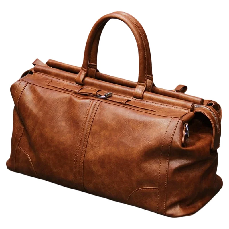 Men's Retro Travel Bag Large Capacity Shoulder Crossbody Fitness Bag Handbag Luggage Bag Trendy Satchel Durable Leather