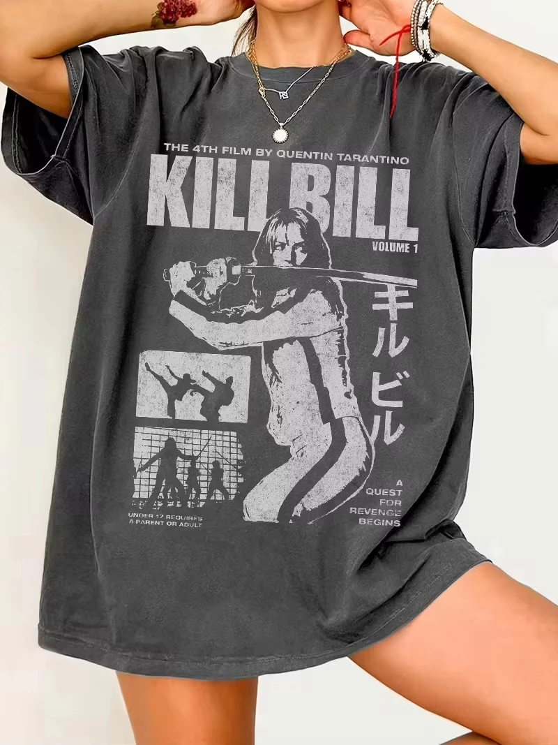 Streetwear Vintage Women's Kill Bill Horror Movie T-Shirt Men's Clothing Cotton Tee Unisex Top Casual Trend Harajuku T Shirt