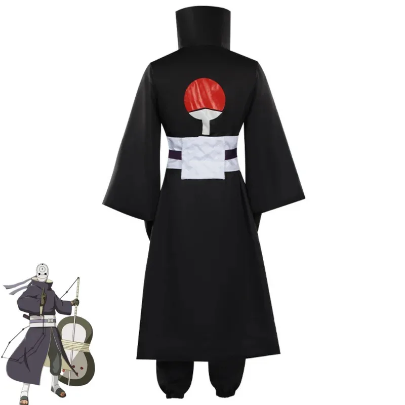 أنيمي اوتشيها أوبيتو تأثيري حلي رداء أسود القمم معطف النينجا زي قتال موحد قناع حذاء رجل امرأة هالوين كرنفال البدلة olp;4