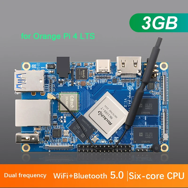 

For Orange Pi4 Lts (3GB) Motherboard Rockchip RK3399 3GB LPDDR4+16G EMMC Wifi+Bluetooth5.0 Support Android Ubuntu Debian