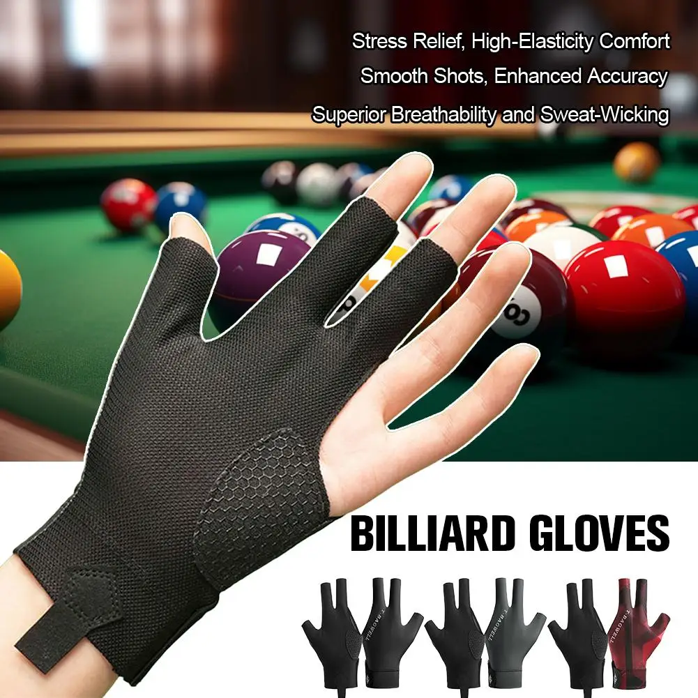

Professional Snooker Billiard Glove, 3-finger Breathable Mesh Glove With Non-slip Grip, Left Hand Single Glove For Men And B7a8