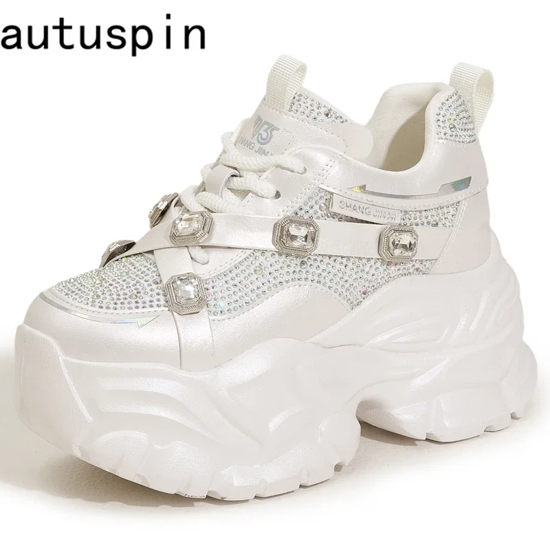 

AUTUSPIN Size 34-39 Women Thick Platform Shoes in Summer Spring Bling Crystal Sneakers Street Style Chunky Woman Vulcanize Shoes