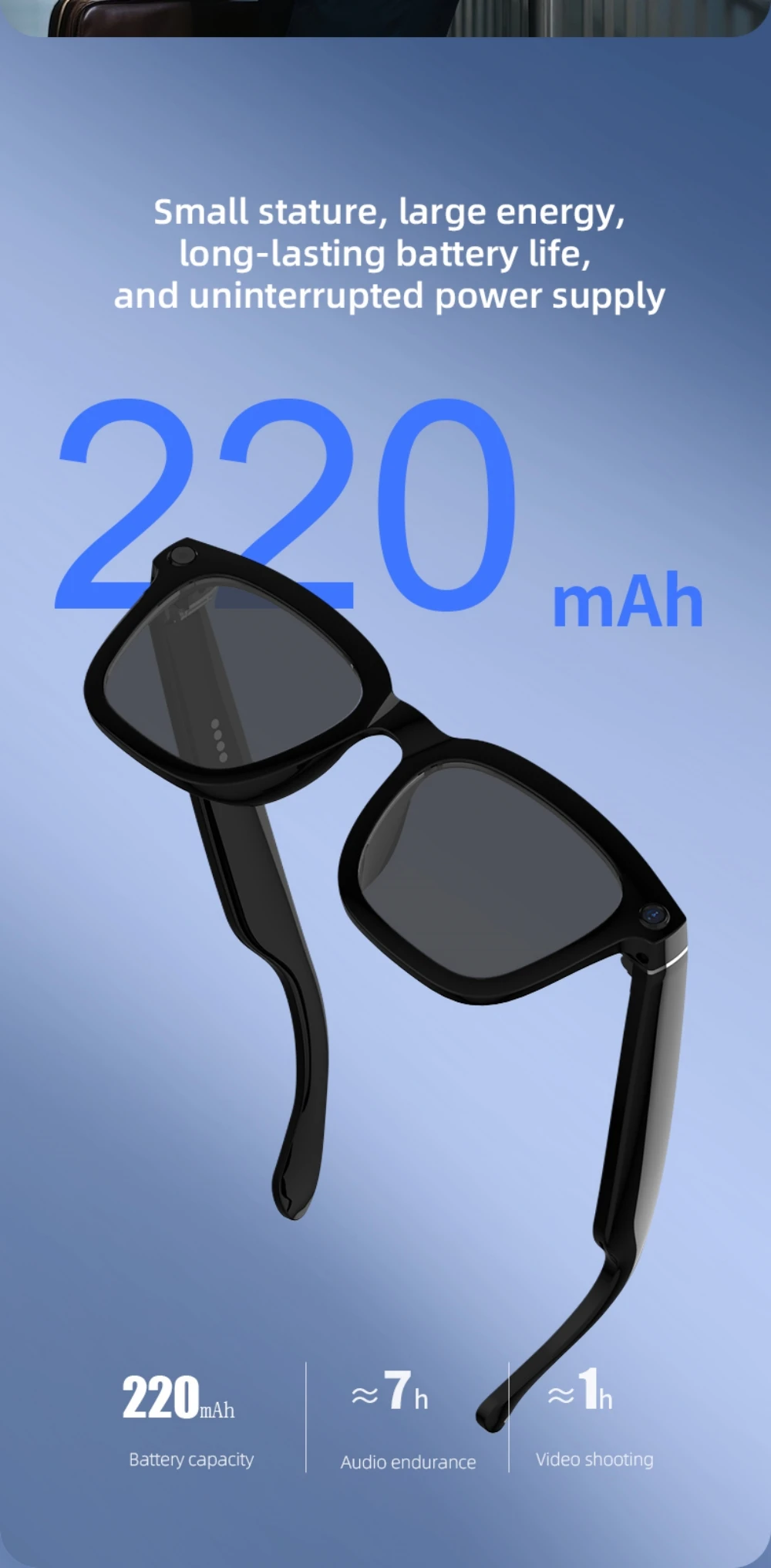 

New Smart Al Camera Glasses Blue Tooth Glasses HD Call Smart Glasses Music Waterproof Voice Assistant Anti Blue-Light Sunglasses