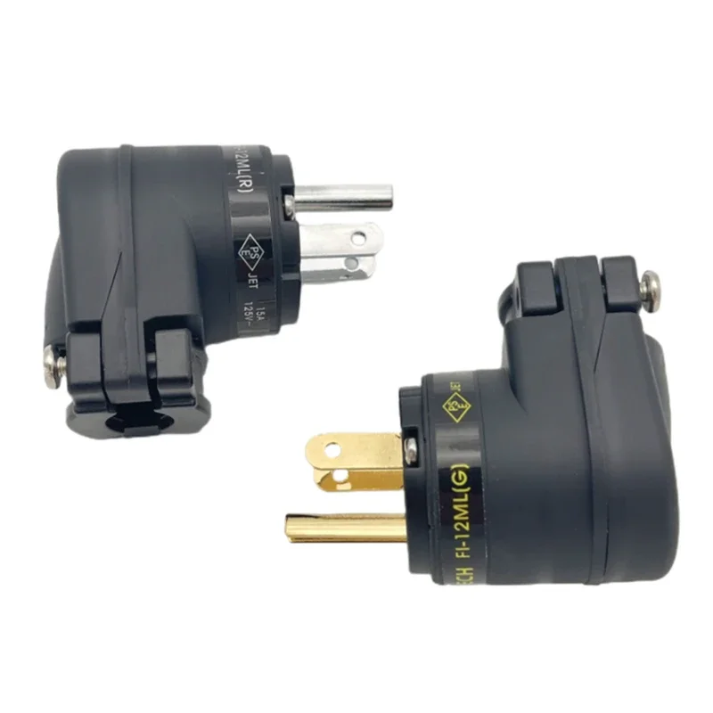 HiFi Audio Amplifier Power Cord Furutech L-Type AU US Plug Rhodium / Gold Plated 90° Adjustable C13 IEC Connector