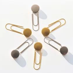 10Pcs Safety 304 Stainless Steel Paper Clips 10MM Flat Blank Base With Safety Pin DIY Charming Tie Clips Bookmark Holder
