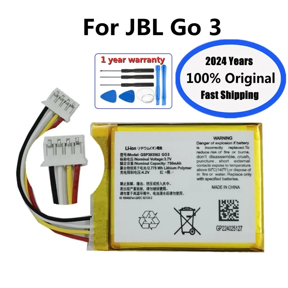 2024 Years 750mAh 100% Original Speaker Battery For JBL Go 3 Go3 G03 GSP383562 Special Edition Bluetooth Audio Battery Bateria