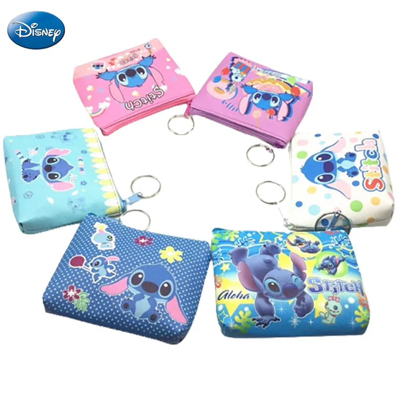 Disney 1Pcs Random Kids Cartoon Coin Purse Stitch PU Leather Zipper Wallet Boy Girl New Clutch Bag Key Headset Storage Pocket