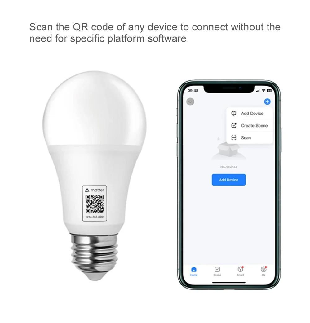 Imagem -03 - Lâmpada Smart Matter Lâmpada Led para Alexa Google Home Homekit Coisas Inteligentes Siri Tuya App Wi-fi Rgbcct E27 220v 9w