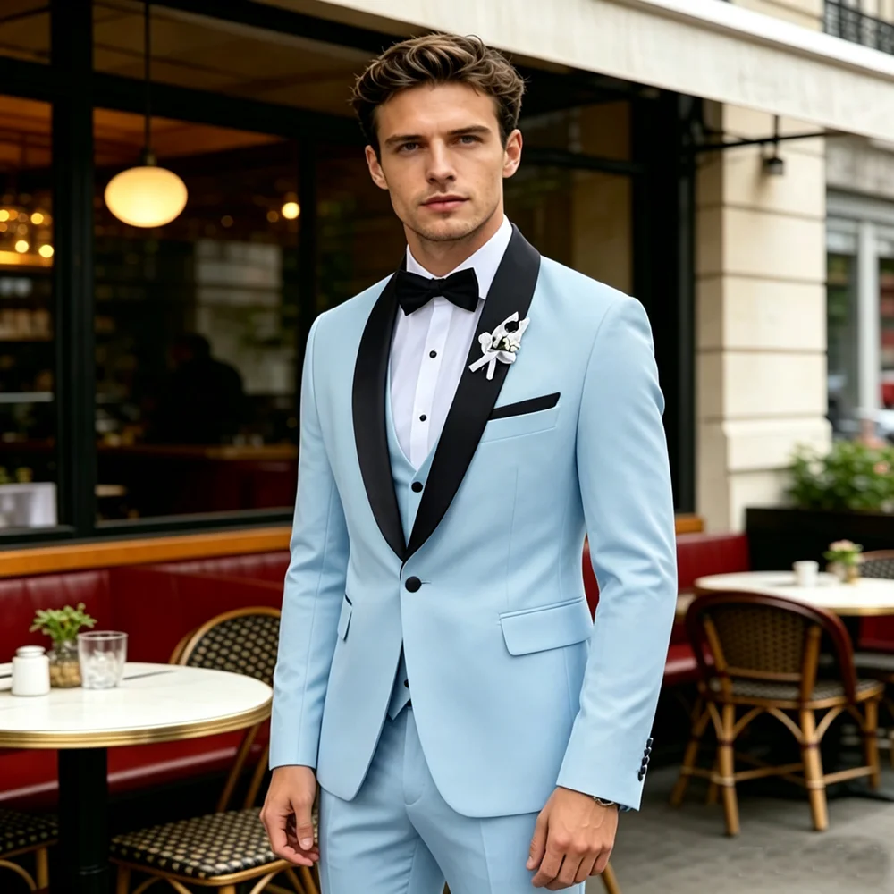 Formal Men's Suit 3-Piece Set Slim Fit Jacket Pants Vest Full Suits Tailor Tuxedo Wedding Dinner Party Men Suit Dinner Suit