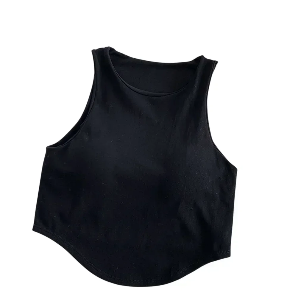 

Black Sleeveless Women's Top Comfortable Summer Clothing Solid Color Design Spring Summer Autumn Clothing High Stretch Fabric