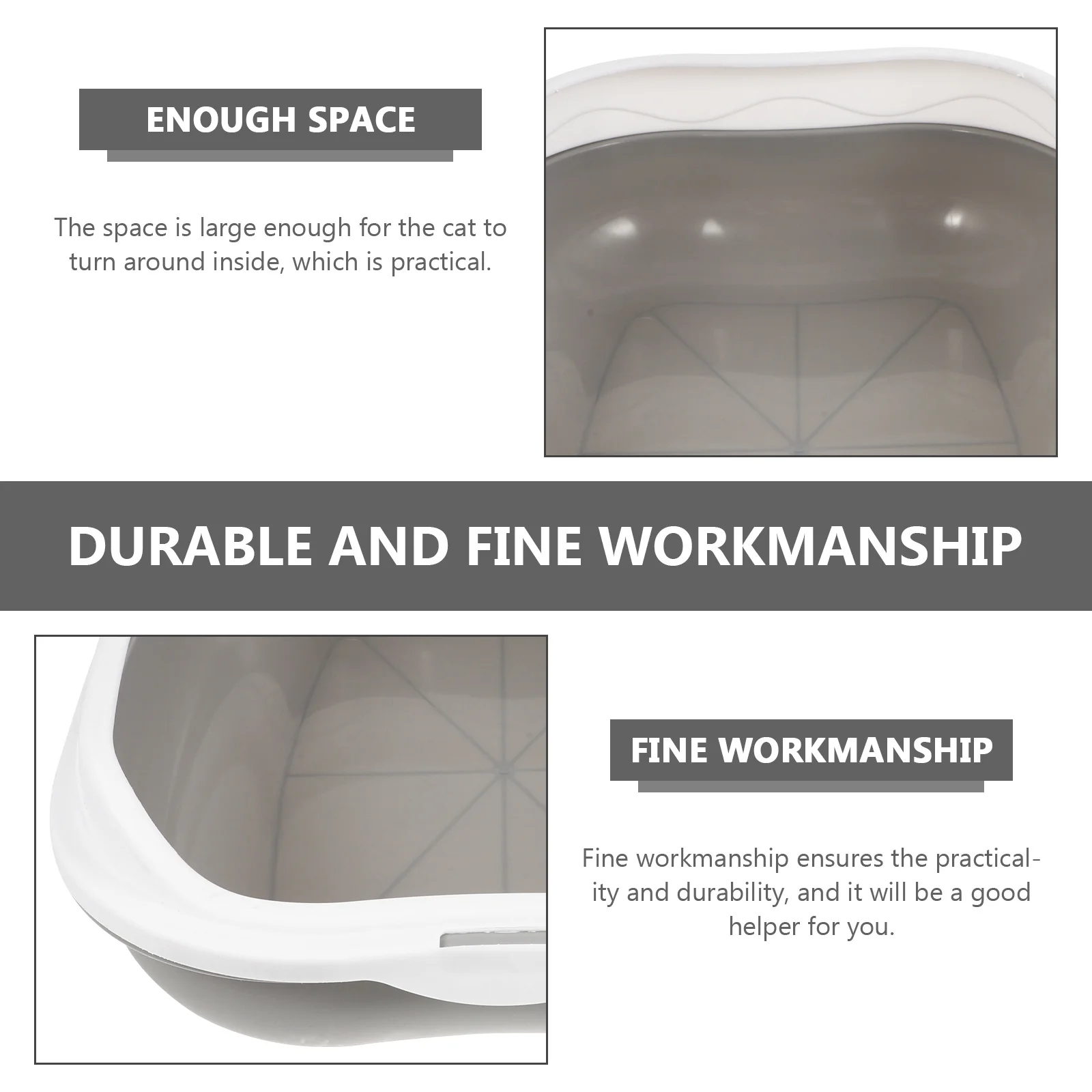 

1Set Pet Cat Litter Box Semi-Enclosed Grey Large Size Durable Toilet Anti-Splash Cat Sand Basin for Clean Use Pet Toilet