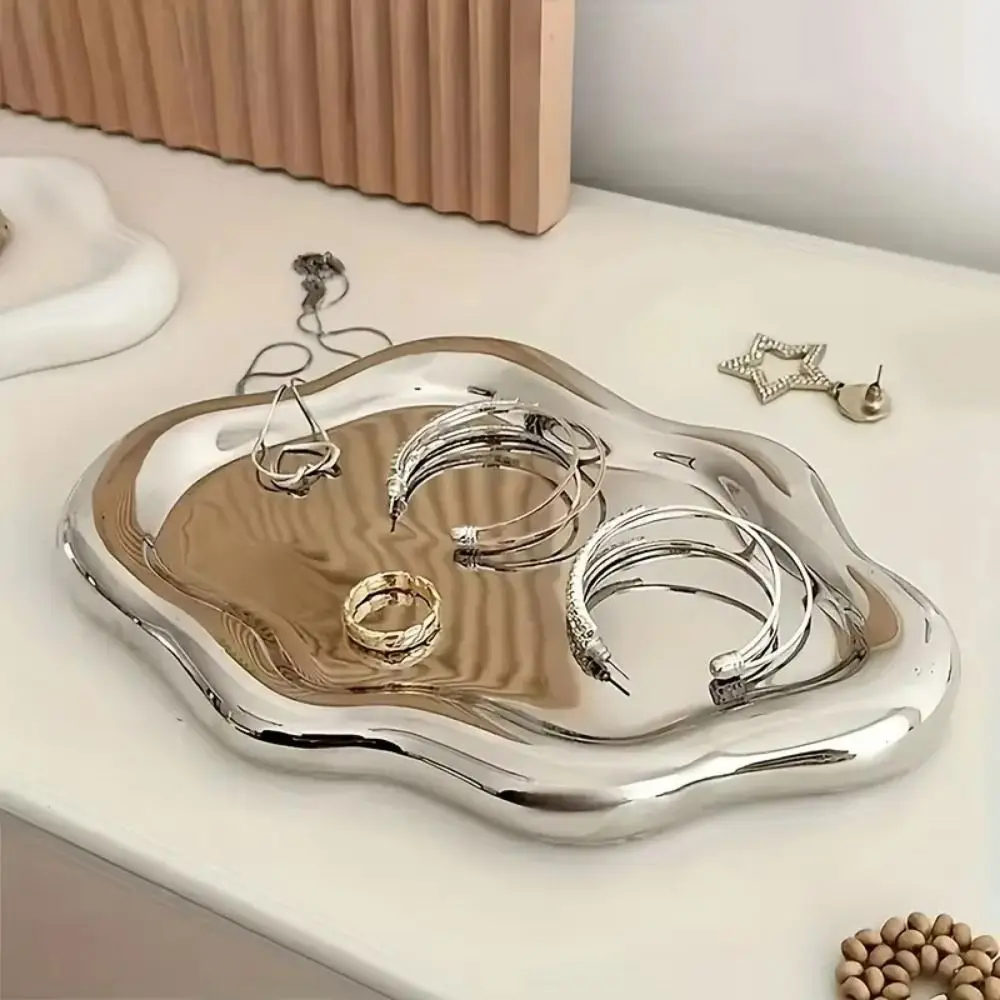 

Ceramic Jewelry Storage Tray INS Elegant Earrings Necklace Display Plates Light Luxury Decorative Cake Snack Dessert Tray