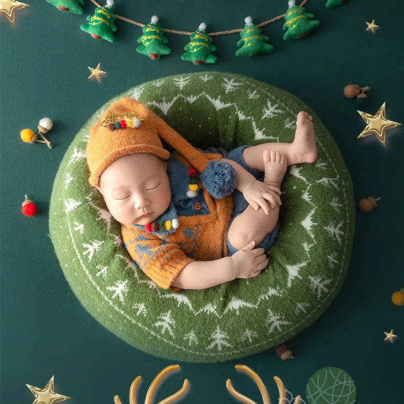 ❤️Newborn Photography Christmas Clothing Cute Hat+Top+Pants 3Pcs/Set Baby Photo Props Accessories Studio Shoot Clothes Outfits