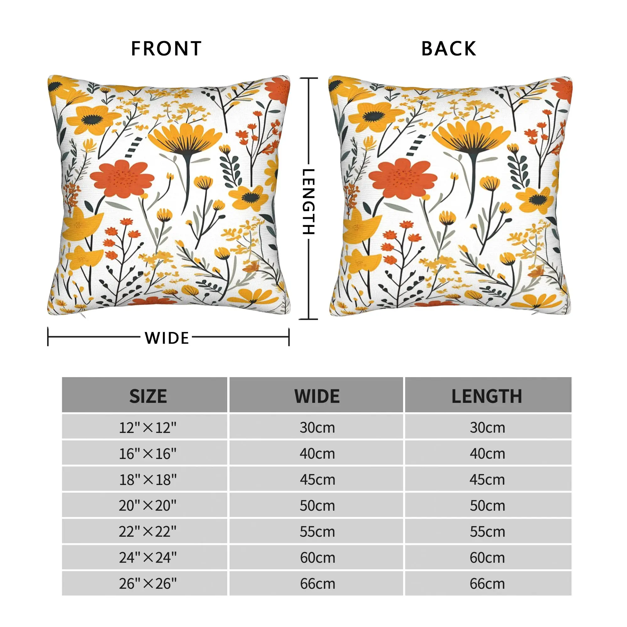 Pattern With Flowers In Yellow And Orange Colors Pillow Case  Soft Pillow Cover Fashion Pillowcases For Sofa Home Decor