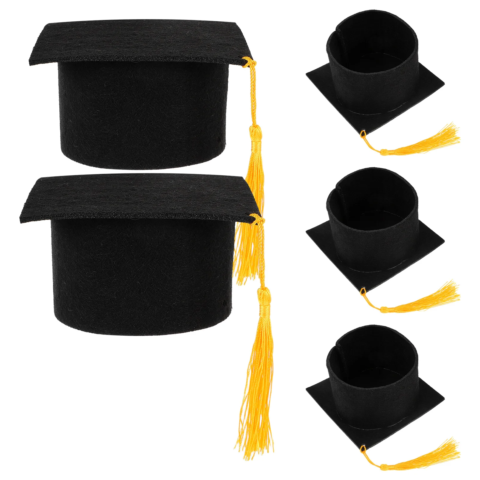 

5 Pcs Felt Graduation Hats Mini Party Decorations Lightweight Tiny Caps Toppers Graduation Supplies Season Products