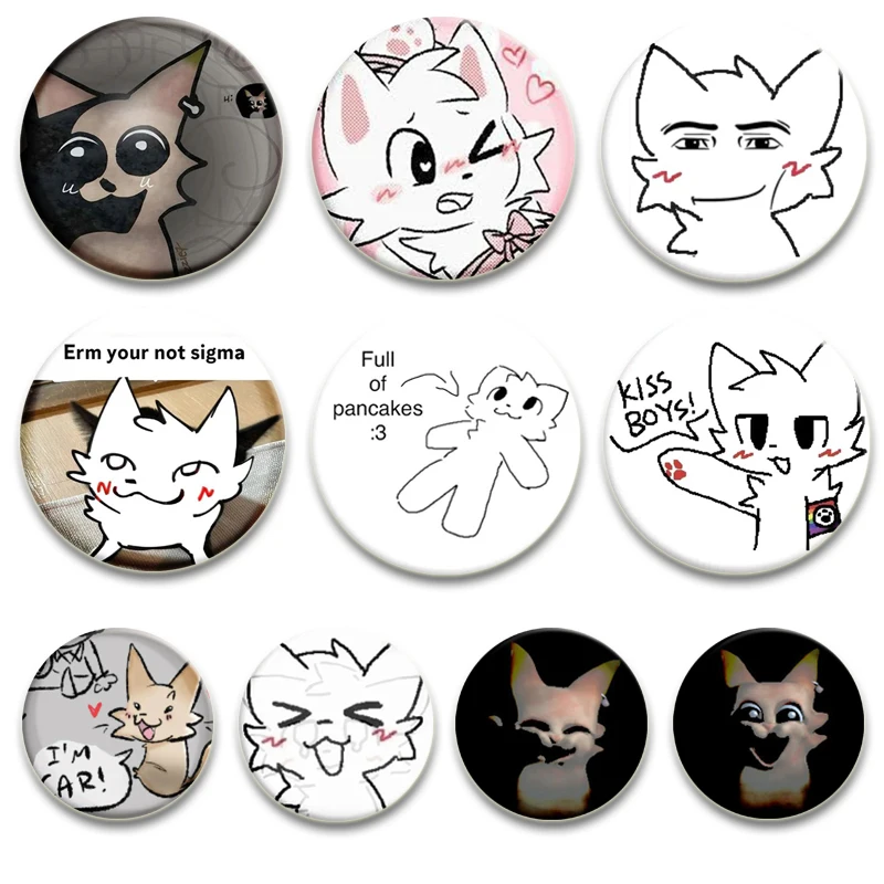 Boykisser Silly Cat Car Funny Meme Brooches Handmade Tinplate Pins Creative Cats Meme Brooches Bag Accessories Jewelry Gifts