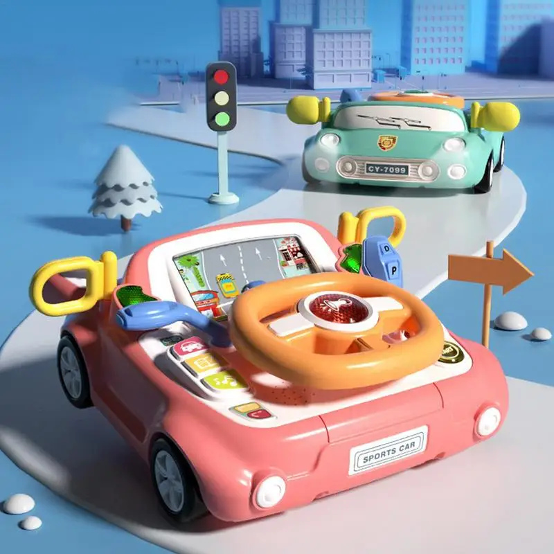 Steering Wheel Toys  Educational Simulation Stroller Steering Wheel Vocal Toys Pretend Play Driving Learning Toy Steering Wheel