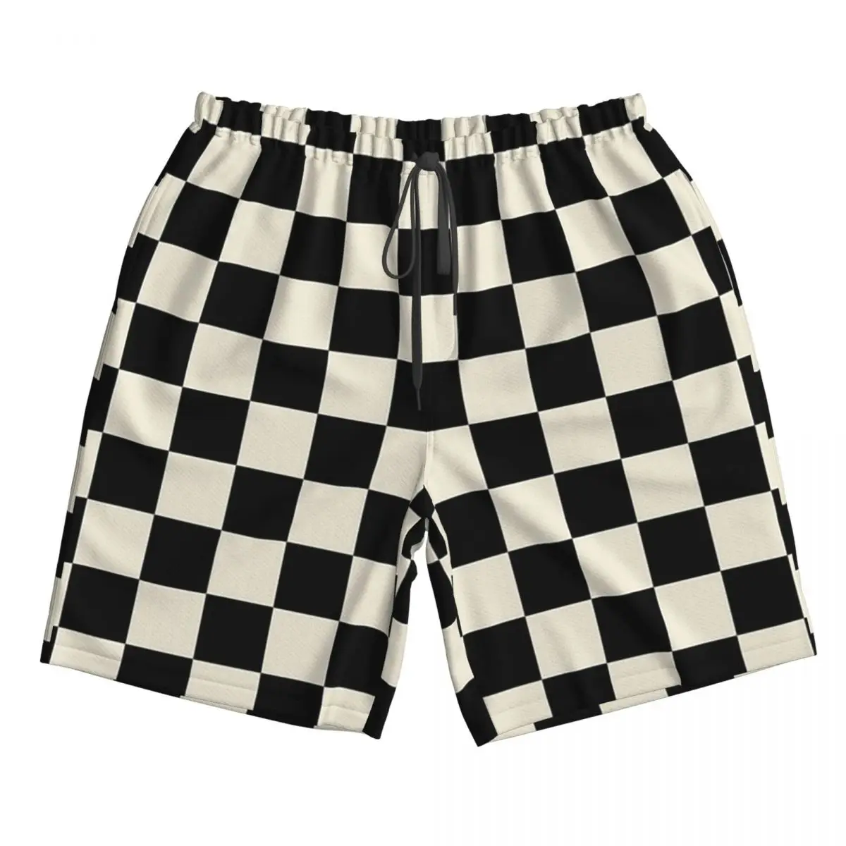 Chess Board Black And White Grid Checkered Trunks Beach Board Shorts Casual Quick Dry Swimming Summer Men Pants