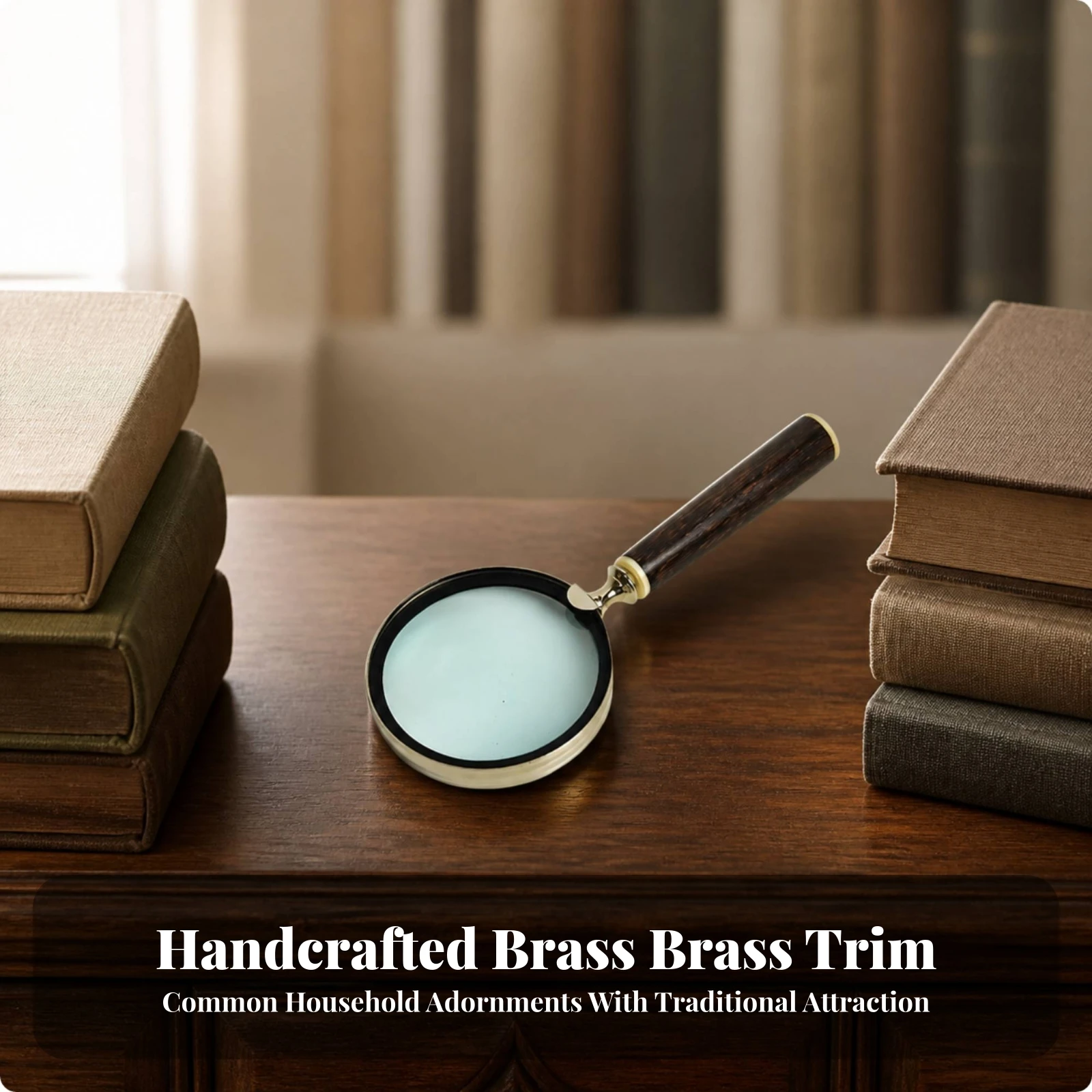 Magnifying Glass with Wooden Handle Decorative Handheld Magnifying Glass Handheld Magnifier Ergonomic Hand Lens Distortion-Clear