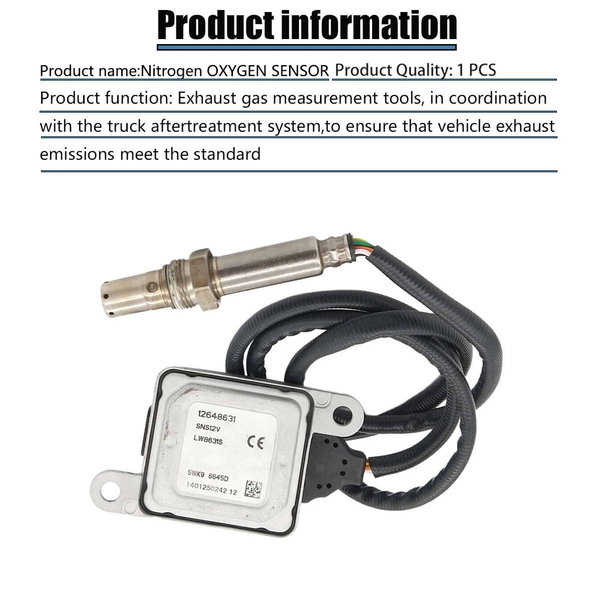 New Nox Nitrogen Oxide Sensor For Chevy Silverado GMC Sierra 2500HD 3500HD 6.6L-V8 2014 2015 2016 12648631 5WK96645D 5WK96 645D