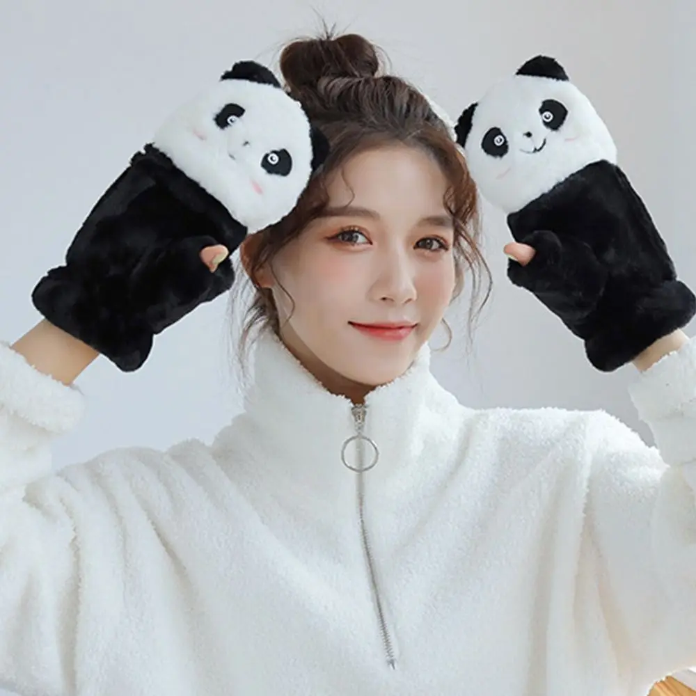 

Gloves Cold Protection Gloves Hand Protection Women Flip Gloves Autumn Winter Gloves Apparel Accessories Cartoon Panda Gloves