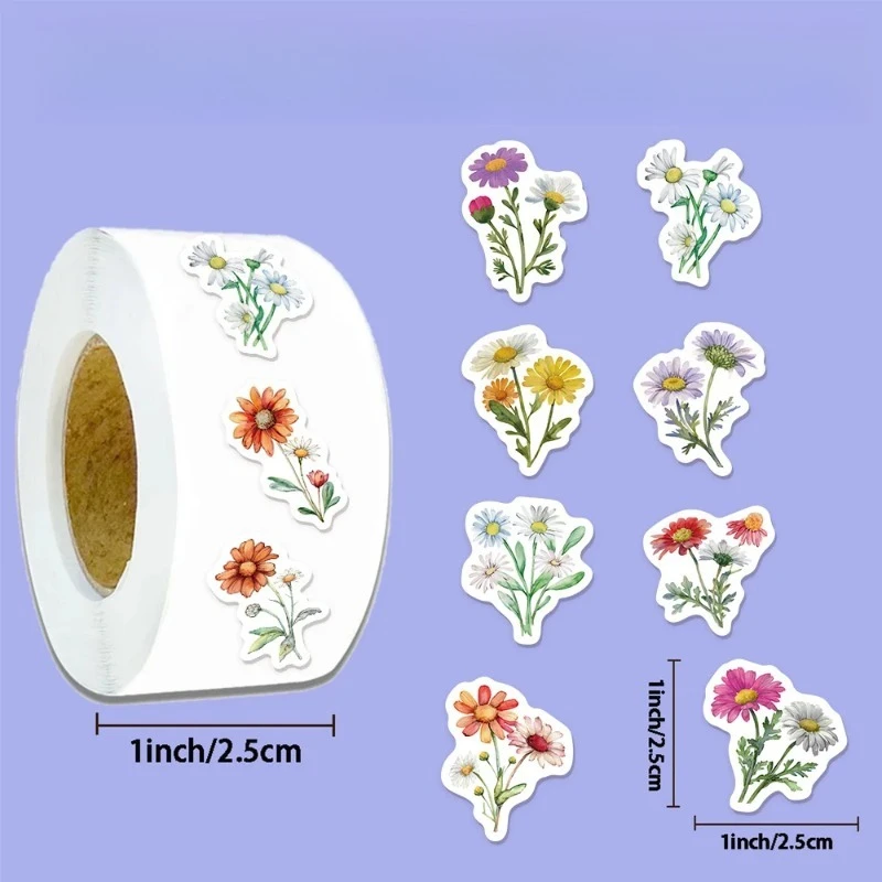 Set de 500 Pegatinas de Flores Silvestres Tipo Daisy, Resistentes al Agua, para Decorar Maletas, Cuadernos, Fundas de Teléfono, Patinetas, Diseño Pequeño