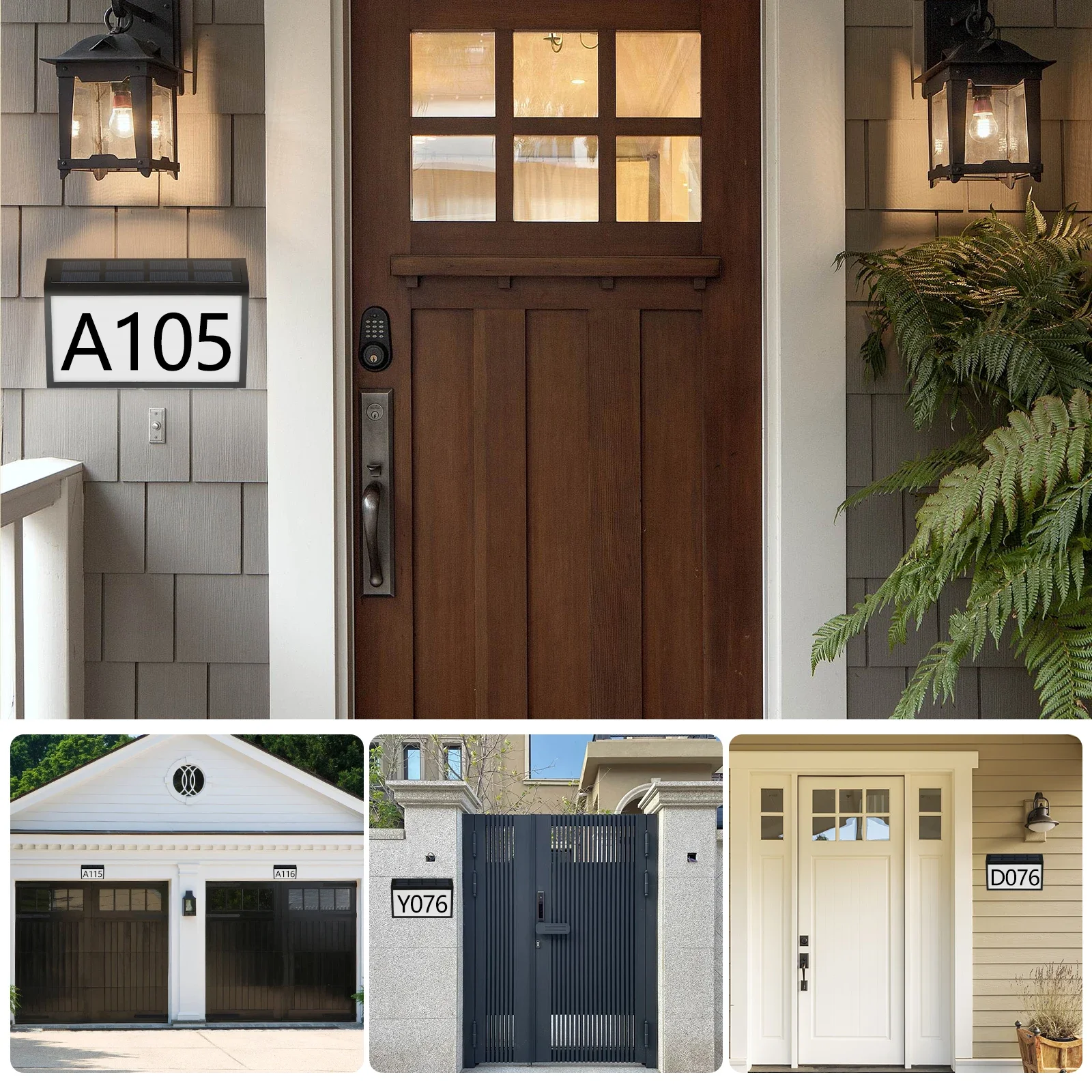 Solar Address Sign Lighted Address Plaque Outdoor Waterproof Illuminated Address Numbers House Numbers for Outside IP65/IP68